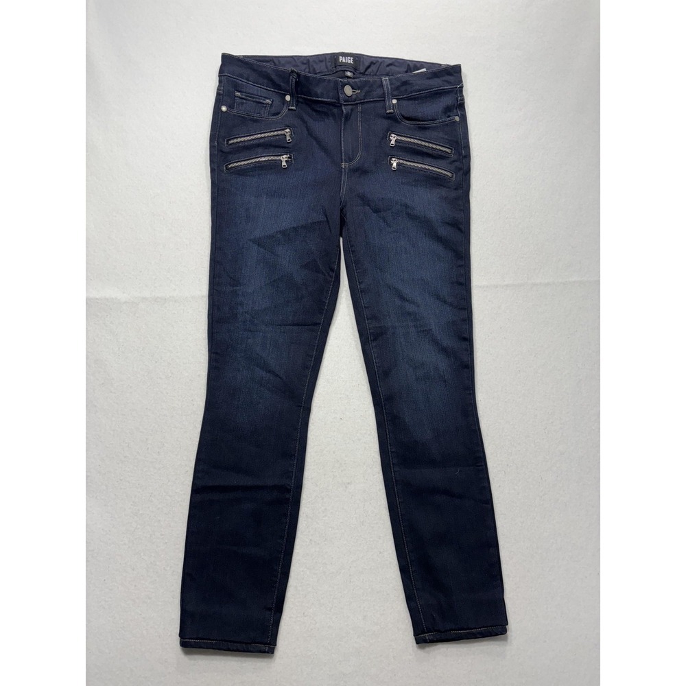 Paige Edgemont Jeans Womens 31 Blue Dark Wash Mid Rise Ultra Skinny 31x29.5 Zips
